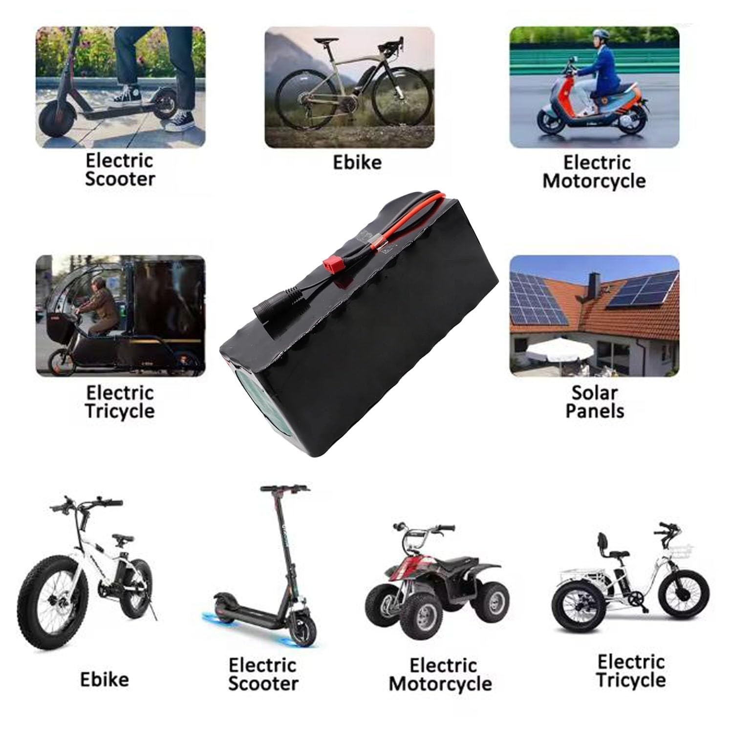 Batería For Bicicleta Eléctrica De 24 V, 50 Ah, For 6S4P Con Tablero Protección BMS Cargador For Motor Scooter Eléctrico 100 W - 500 XT60,24V(T)