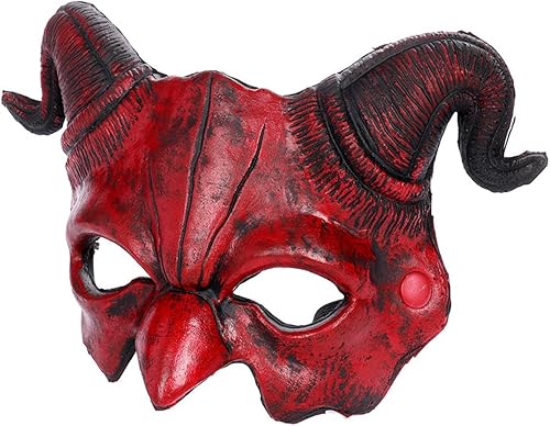 Miniatura 3 de Máscara de diablo de demonio, máscara de media cara aterradora para cosplay, Halloween, fiesta de disfraces, accesorios de fiesta