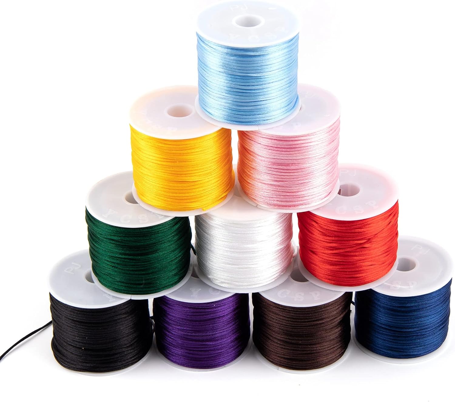 Framendino, 10 Colors 1.5mm Nylon Cord Silk Cords Hand Knitting String for DIY Crafts Jewelry Making Bracelet Necklace Chinese Knot Beading Thread