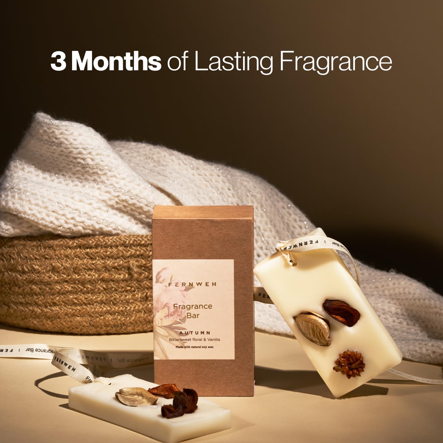 Fernweh Fragrance Bar | Premium Air Freshener Bar & Scented Sachet for Home, Closets, Cupboards, Wardrobe, Drawers, Shoe Racks | Vanilla, Woody, Warm Scented Soy Wax Tablet 1