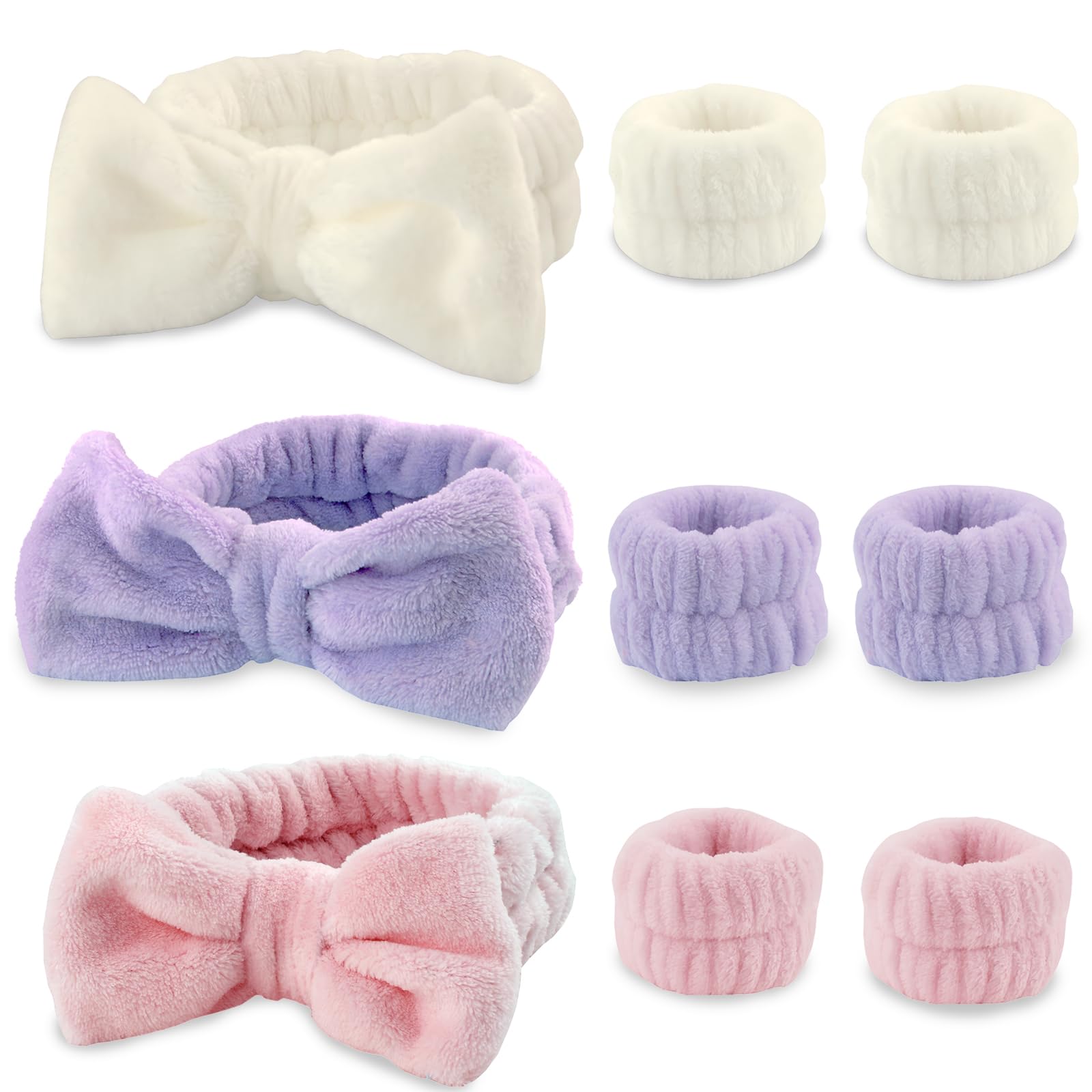 9 Pcs Skincare Headband, Soft Facial Makeup Hairband Wrist Bands for Face Washing SPA Shower Makeup Headband Wristbands