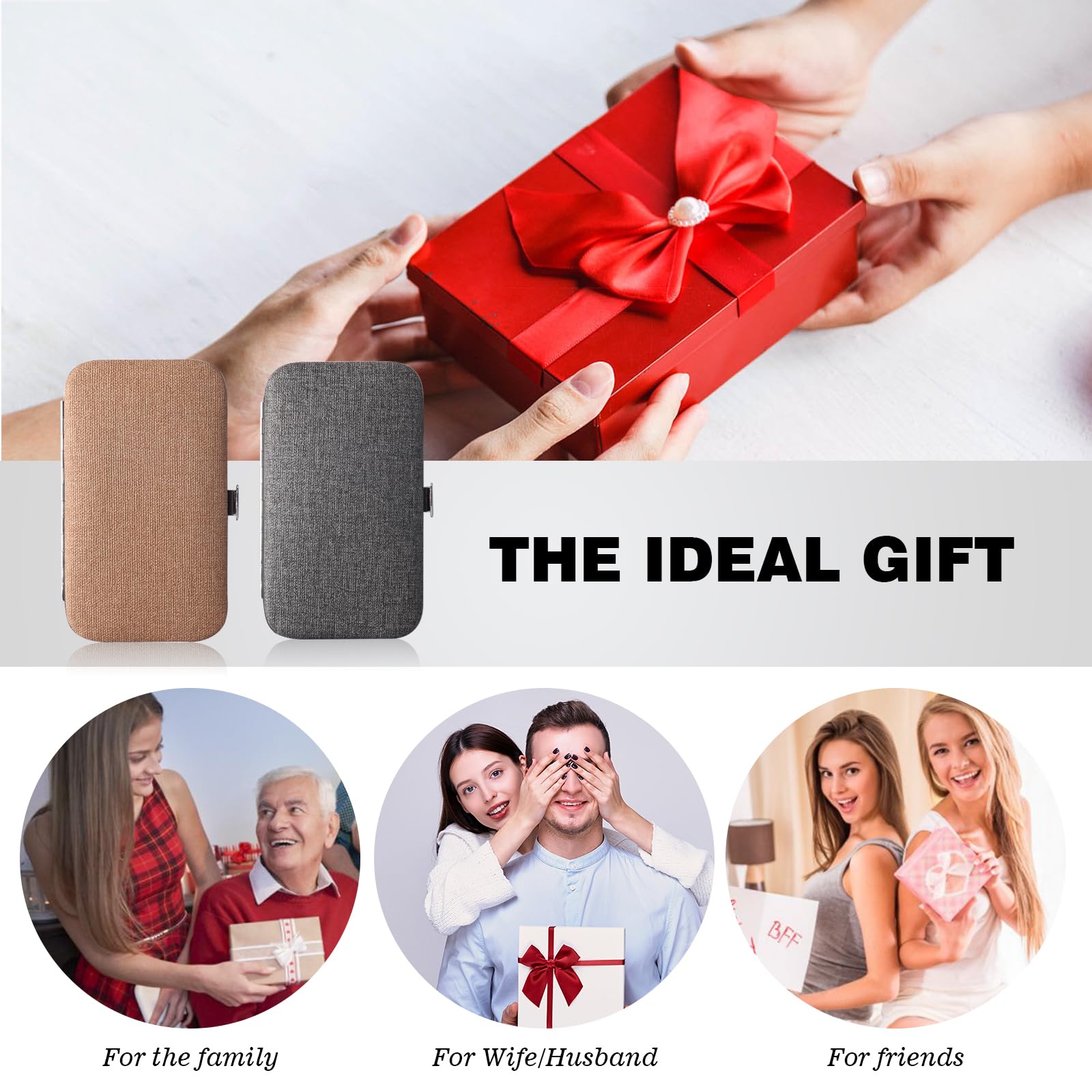 Juego de manicura y pedicura para el cuidado personal, kit de 7 piezas de manicura y pedicura, kit de cuidado de uñas para hombres, adecuado para viajes (gris) regalo para hombres, marido,