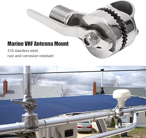 Miniatura 3 de Aramox Marine Boat - Soportes de antena VHF, montaje de trinquete de rosca de 1 pulgada, montaje de base ajustable de acero inoxidable 316 para