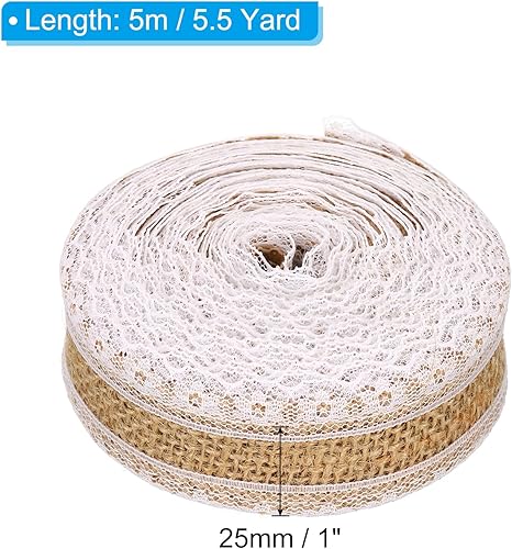 Miniatura 2 de PATIKIL Cinta de tela de arpillera de 1 pulgada de ancho, 11 yardas, envoltura natural, con alambre, con alambre, para manualidades, rollo floral