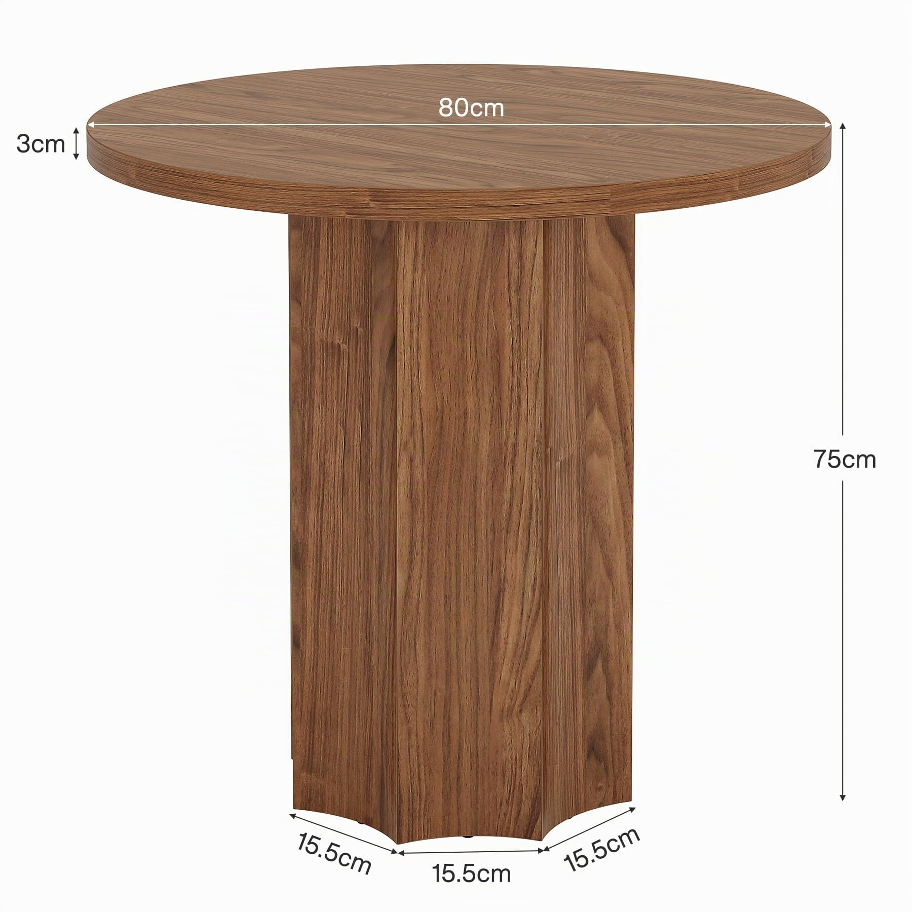 Tribesigns Tavolo da Pranzo Rotondo, 80 cm Tavolo da Cucina per 2, Tavoli da Soggiorno per Sala Pranzo, Cucina, Soggiorno, Piccoli Spazi, con gambe spessi, Marrone