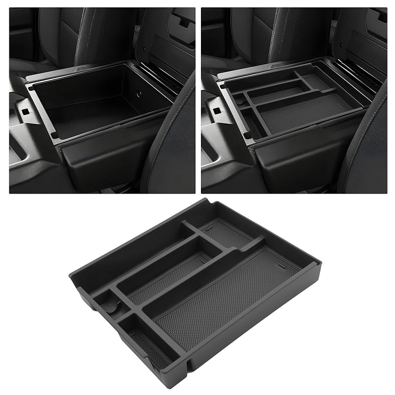 Organizador de Console Central para Chevy Silverado/Sierra 1500 2019–2026 e Silverado 2500HD/3500HD 2020–2026, Bandeja Superior do Apoio de Braço em ABS+PVC, ASZSK, 1 unidade