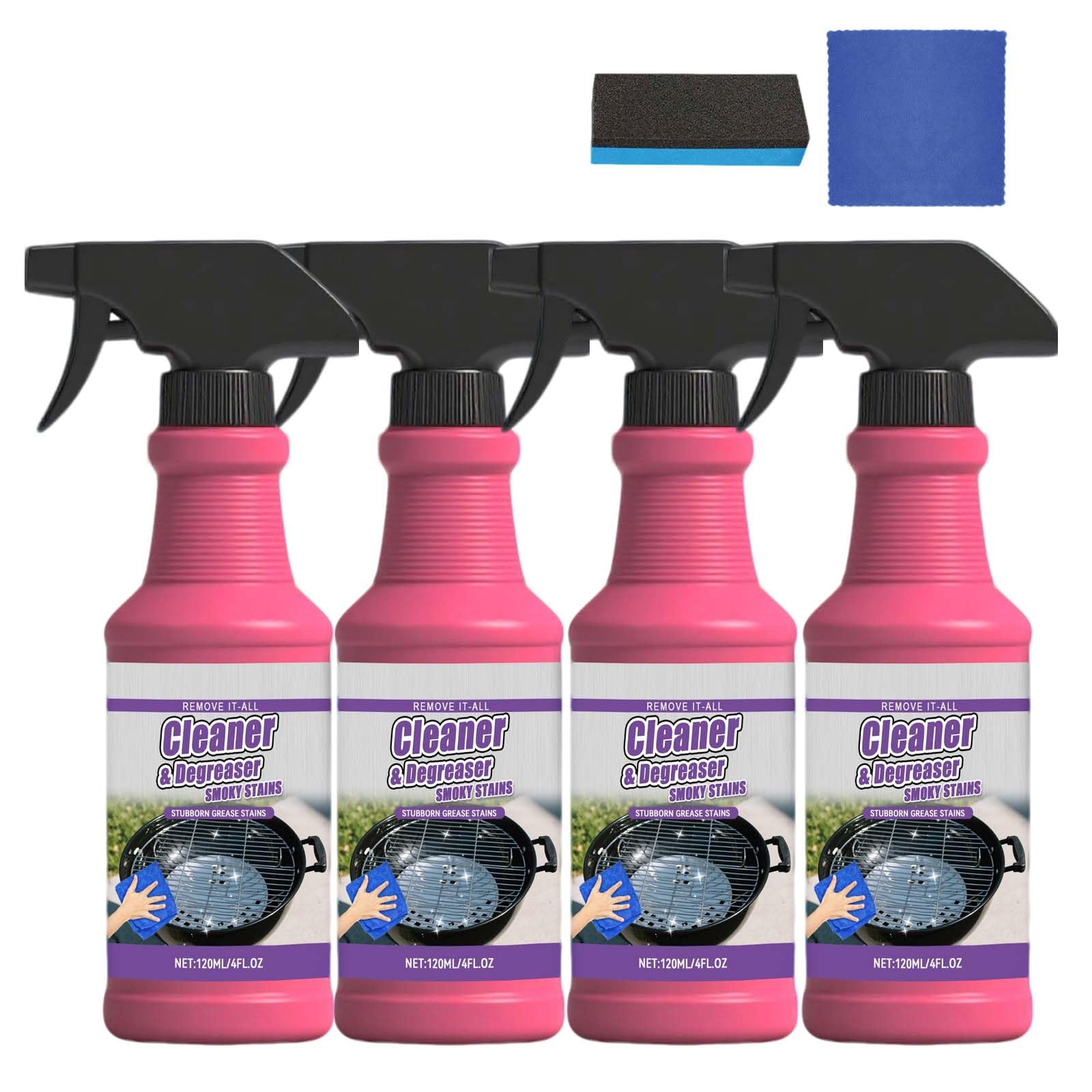Allzweckreiniger Für Verbrannte Lebensmittel Und Fett, Multifunktionaler Fettentferner Für Außengrill, Grillreinigungsspray Für Die Küche, Easy Off Oven Cleaner Fors Home Cleanering Spray. (4PCS)