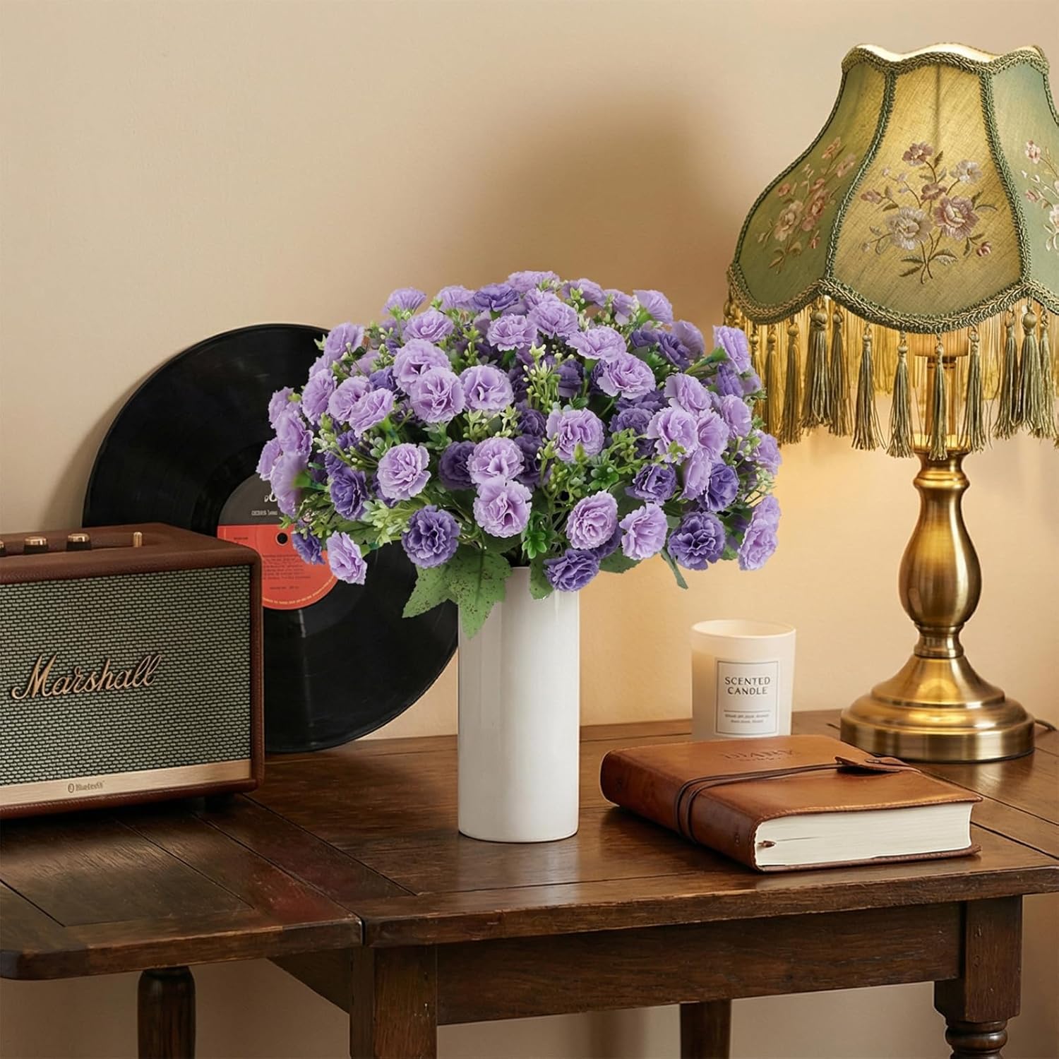 Carnations Artificial Flowers 5 Bundles Life-Like Faux Carnation Silk Flowers with Stem and Greenery, Fake Carnation Flowers Arrangements for Vase Home Wedding Decoration Mother's Day (Purple) - Image 7