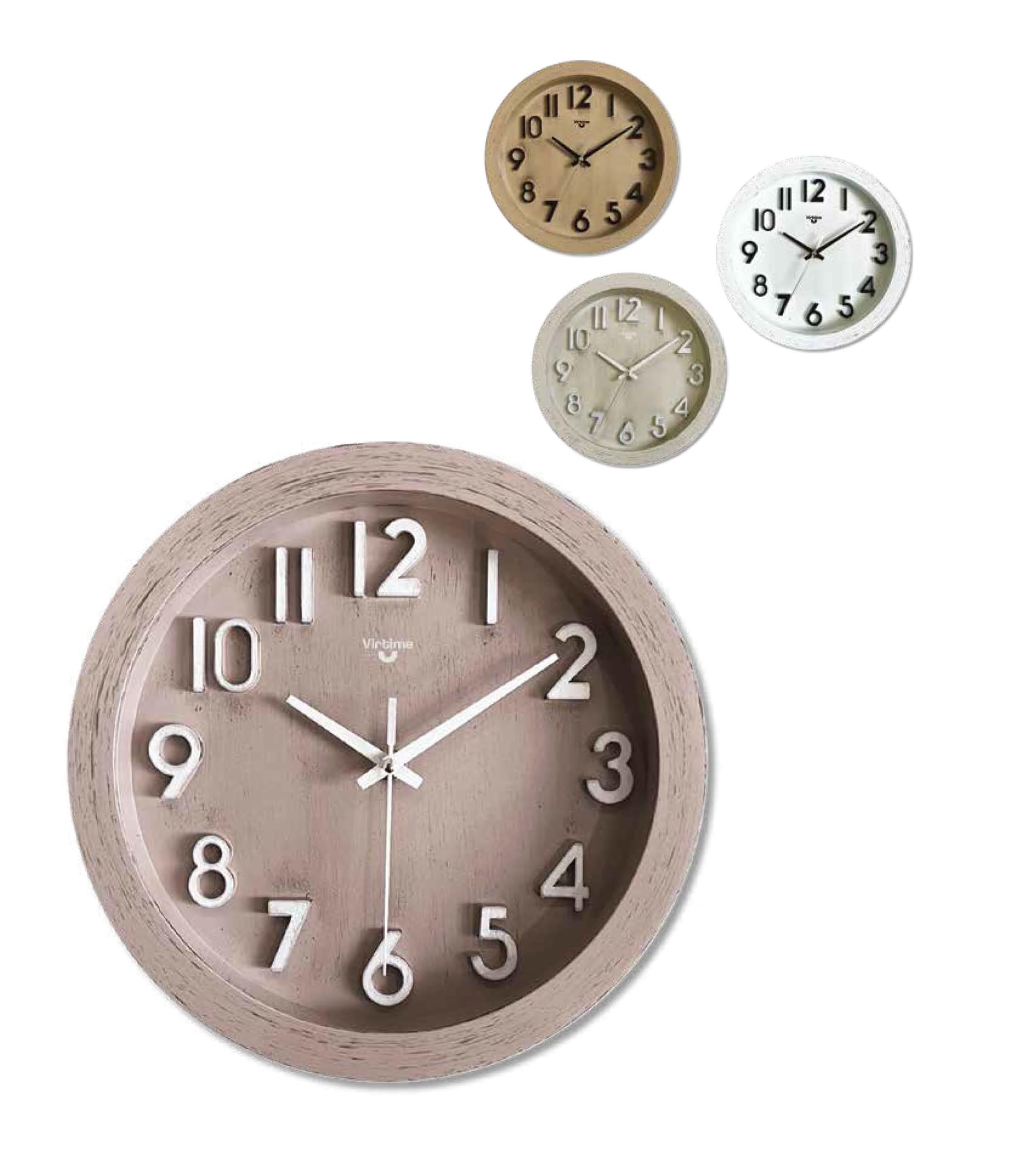 VIRTIME 1 Pezzo Orologio da Parete in ABS Effetto Legno 25 cm 4 Colori :  Amazon.it: Casa e cucina