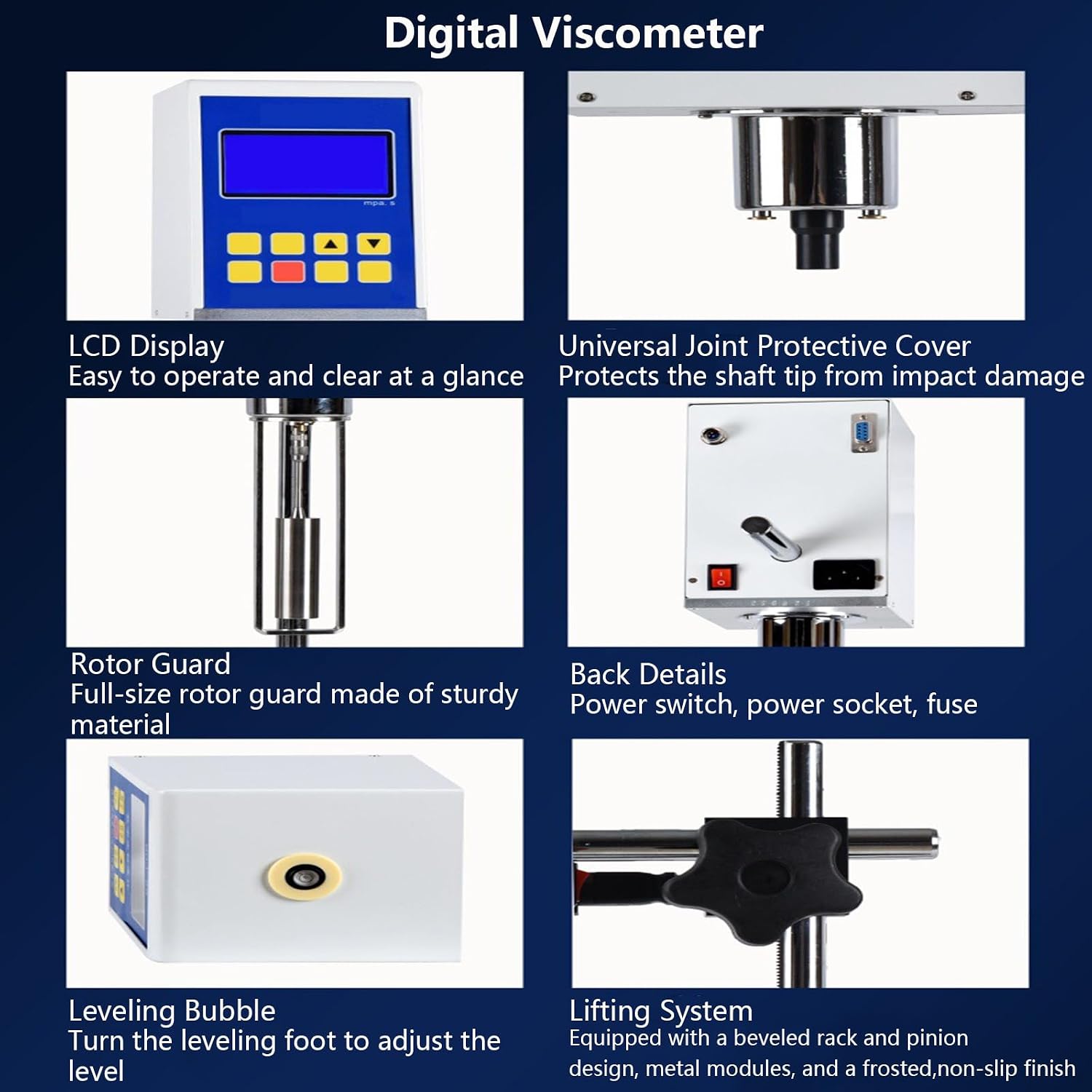 Digital Rotary Viscometer Digital Display Viscometer Portable Fluidimeter Tester Paint Glue Coating Liquid Viscosity Tester for Paint and Liquid Viscosity
