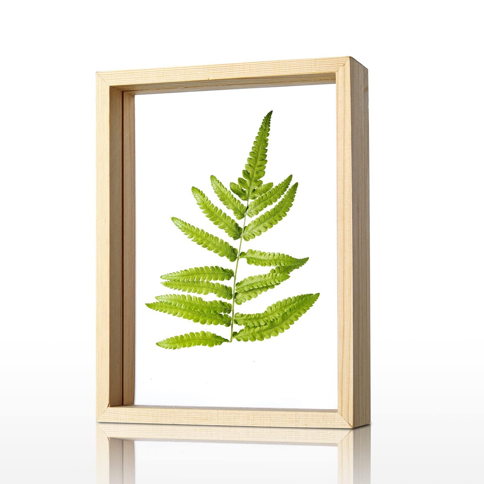 LONGWIN 5x7 Wood Picture Frames Double Sided Acrylic Plant Specimen Frame Dried Leaf Flowers Display Table Decoration