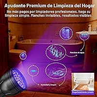 Vista 3 de Linterna de luz negra UV para detección de orina de mascotas Vansky, detector ultravioleta de 51 leds para orina de perro/gato, manchas secas