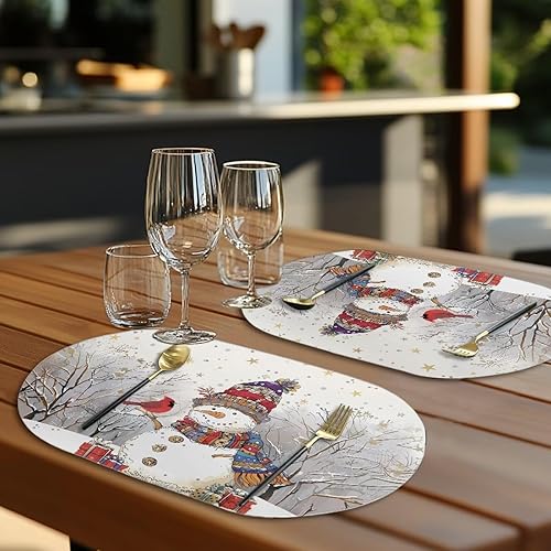Miniatura 31 de Heat Resistant Placemats Oval Placemats Set of 6 Leather Washable and Wipeable Non Slip Place Mats, Waterproof Modern Dining Table Mats, Oval Floral