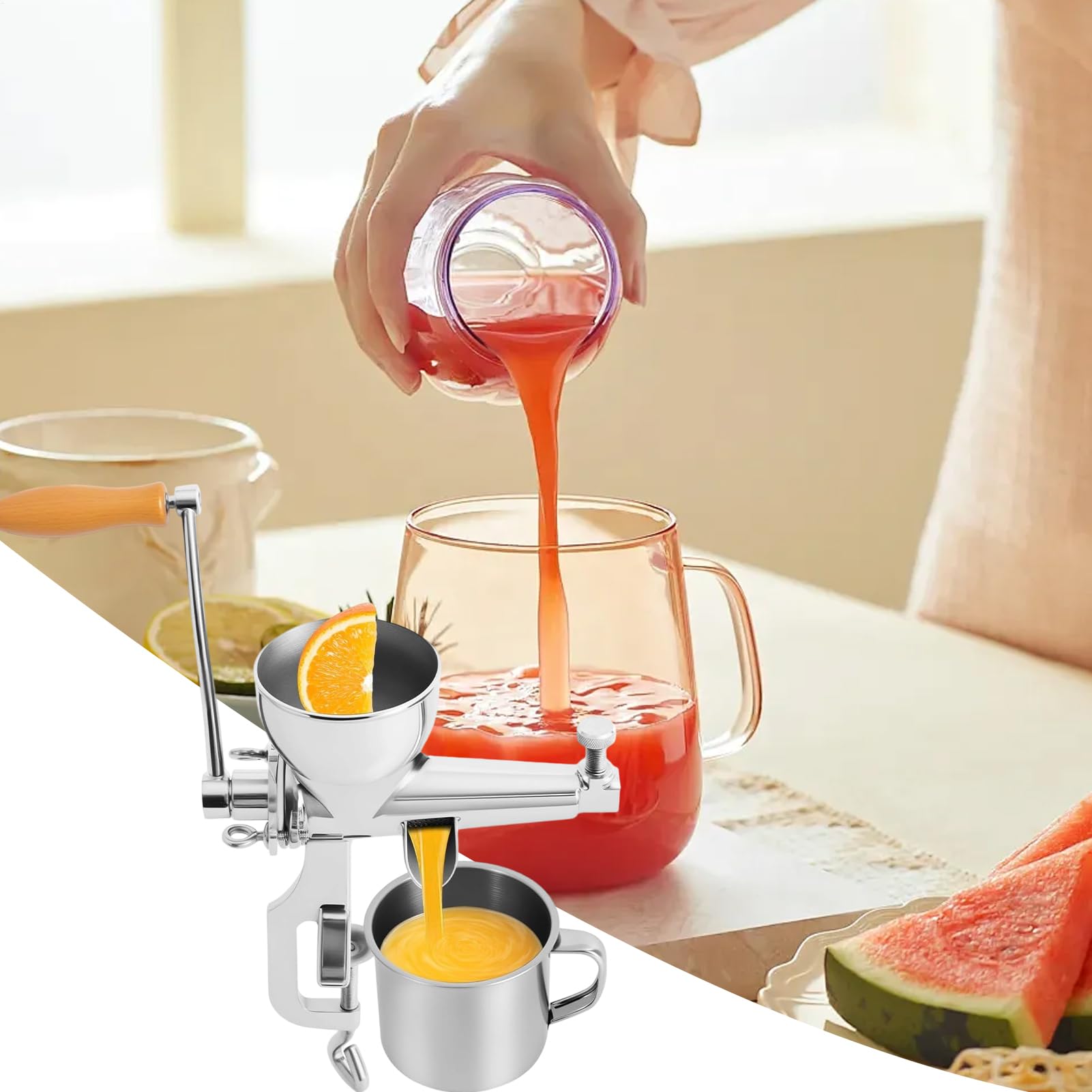 Manuelle Entsafter Maschine Edelstahl Presse Für Obst Und | Mit Handkurbel Und Reinigungsbürste presse Geeignet Für Granatapfel Trauben Zuckerrohr Zitrusfrüchte Sowie Beeren