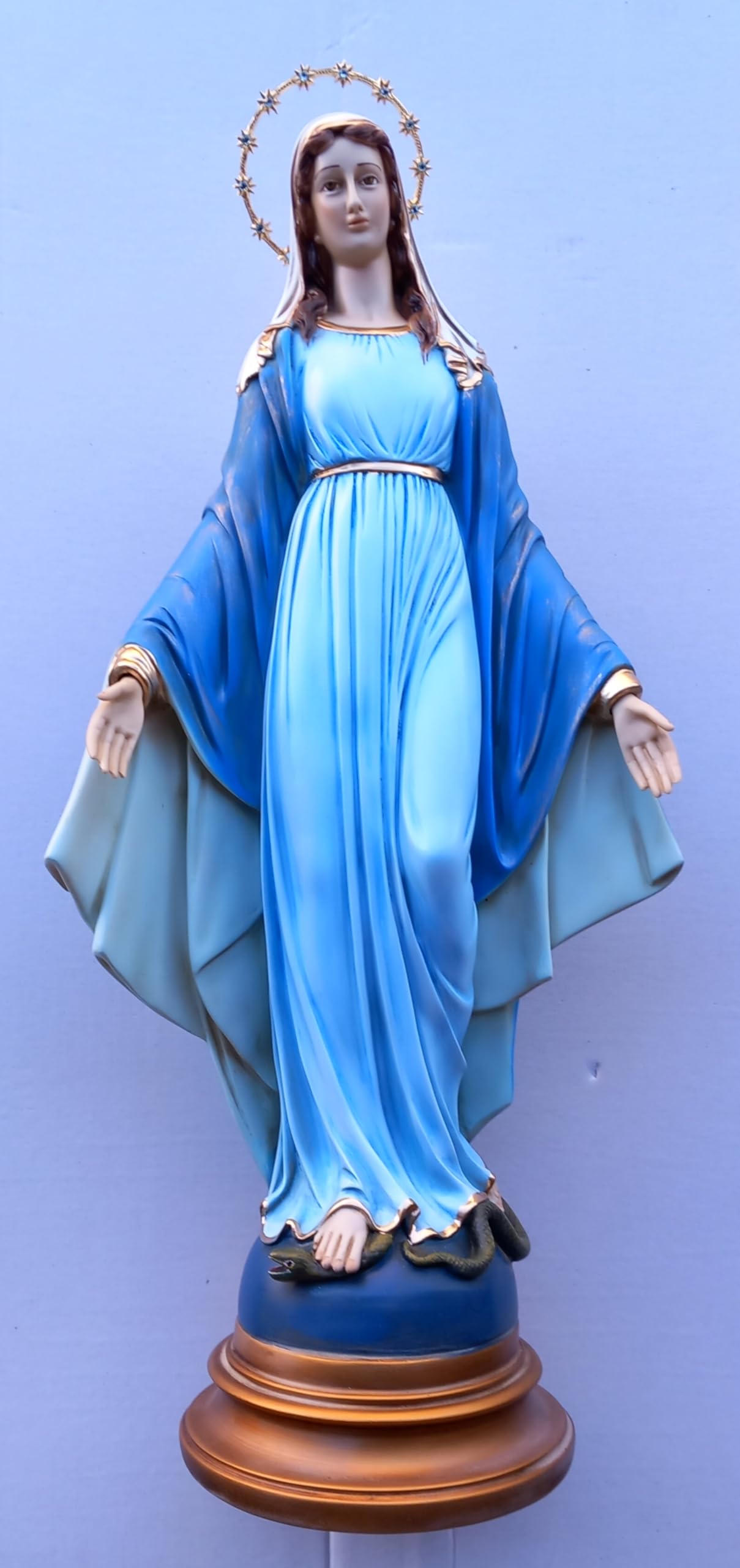 ArteSacraCaravaggio Statua della Madonna Miracolosa, delle Grazie cm 62 in marmo resina decorata a mano di produzione artigianale