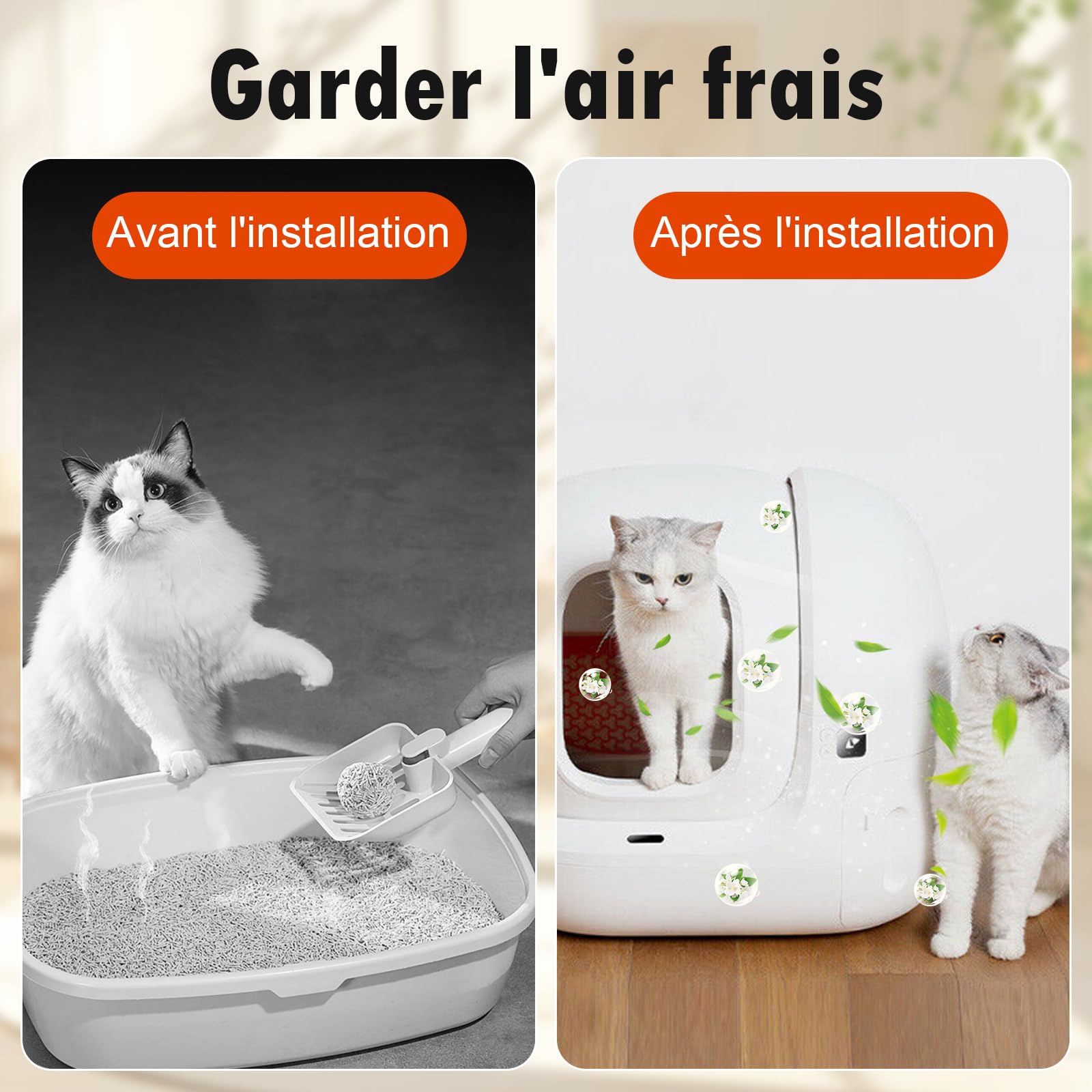 LOT DE 6 Désodorisant litière Chat pour PETKIT Pura Max 2 / Pura Max Litiere Chat Autonettoyante, Désodorisant pour Toilettes Pour Chat