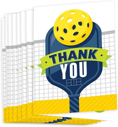 Miniatura 2 de Big Dot of Happiness Let's Rally - Pickleball - Tarjetas de agradecimiento para fiesta de cumpleaños o jubilación (8 unidades)