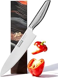 8 Inch Japanese Kitchen Knife – Professional Gyuto Chef Knife Made of 1.4116 German Steel, All-Steel Anti-Slip Handle, Razor Sharp Blade in Gift Box for Home & Restaurant