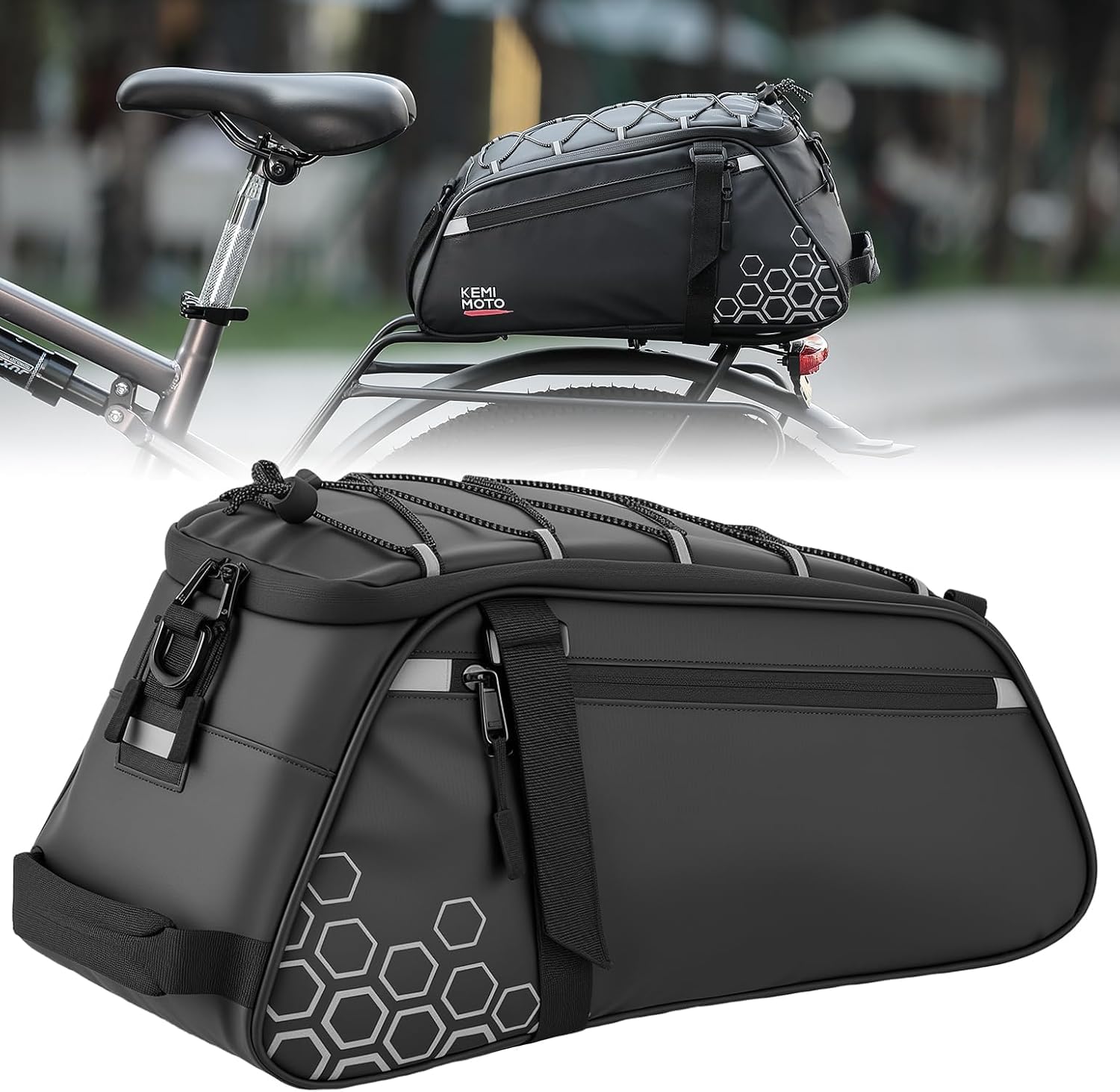 KEMIMOTO 2 in 1 Borse per Bici, 11L Borse Bici Posteriore Laterali, Borsa per Bicicletta Impermeabile in PVC per Strada Bike Mountain Bike, Nero