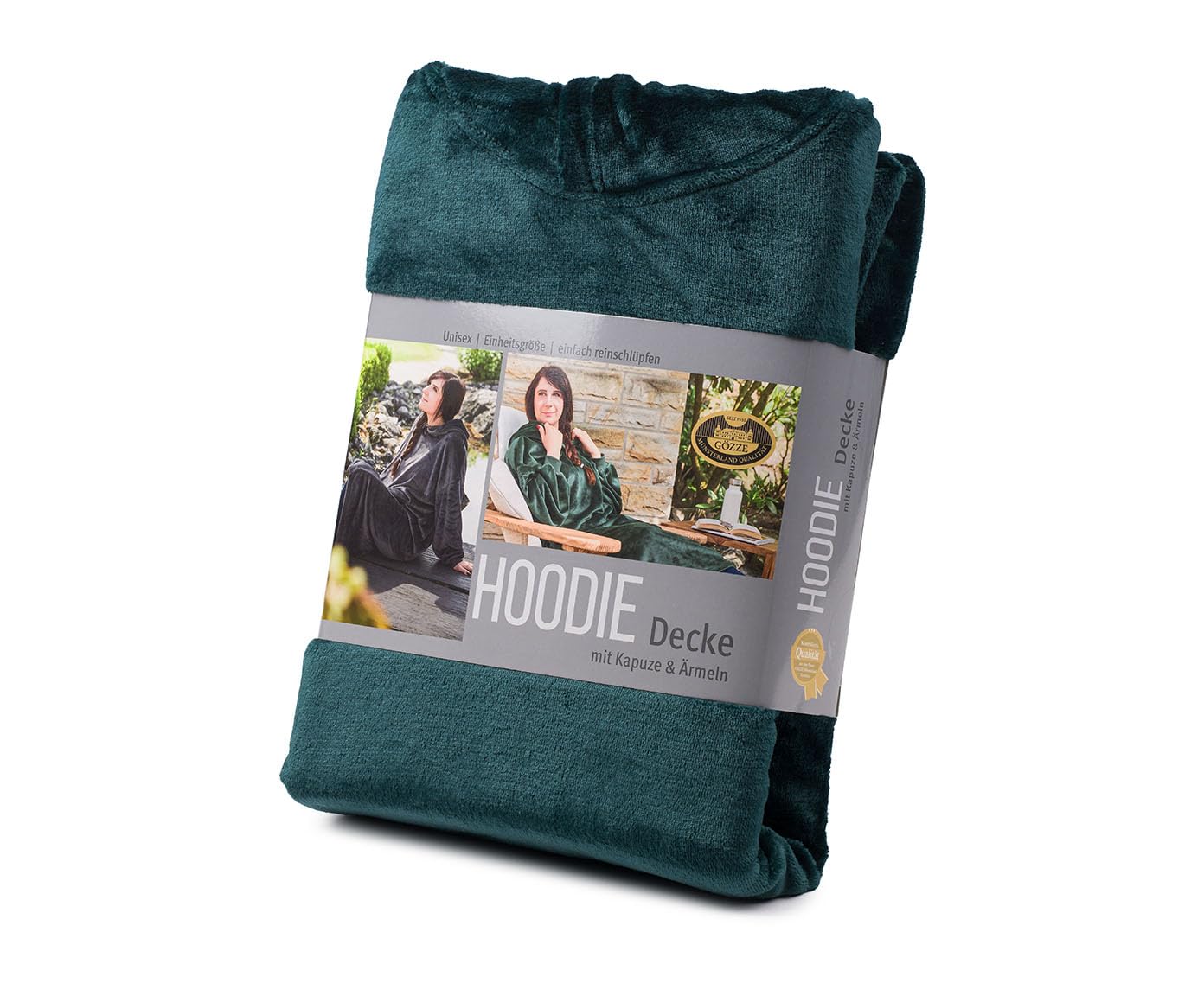 Gözze Hoodie-Decke, 100% PES, Farbe dunkelgrün
