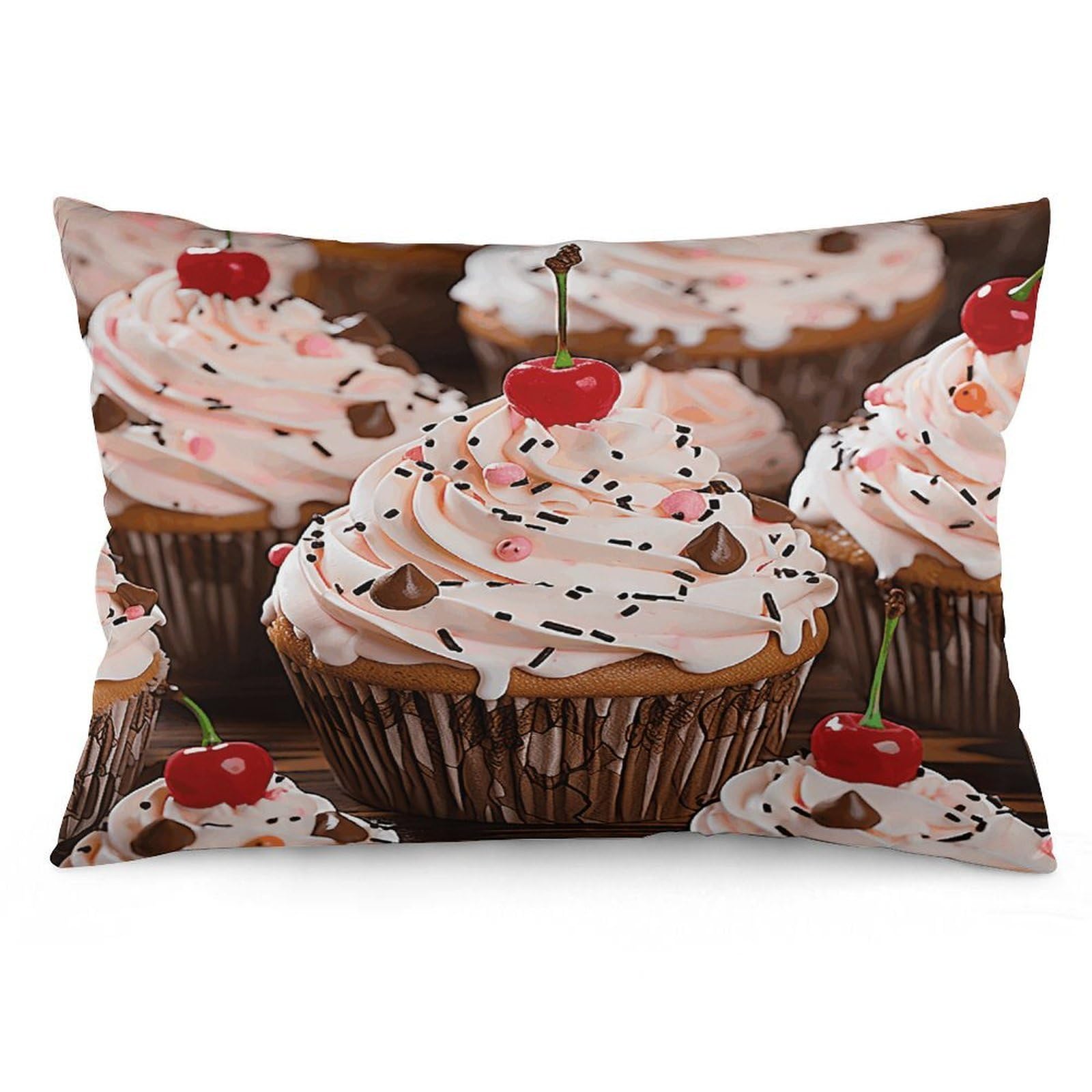 asbwuo Rectangular Decorative Throw Pillow Cover Soft Cushion Cover Cupcake and Muffin Queen Pillow Cases for Couch Sofa Living Room Bed
