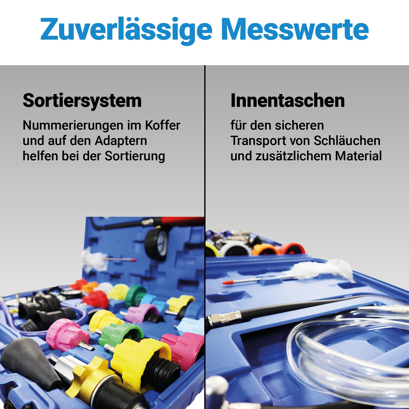 BITUXX 34tlg. Kühlsystem Abdrückgerät Entlüftungsgerät Kühlmittel Vakuum Befüllgerät Entlüften Pneumatisch KFZ PKW Werkstatt