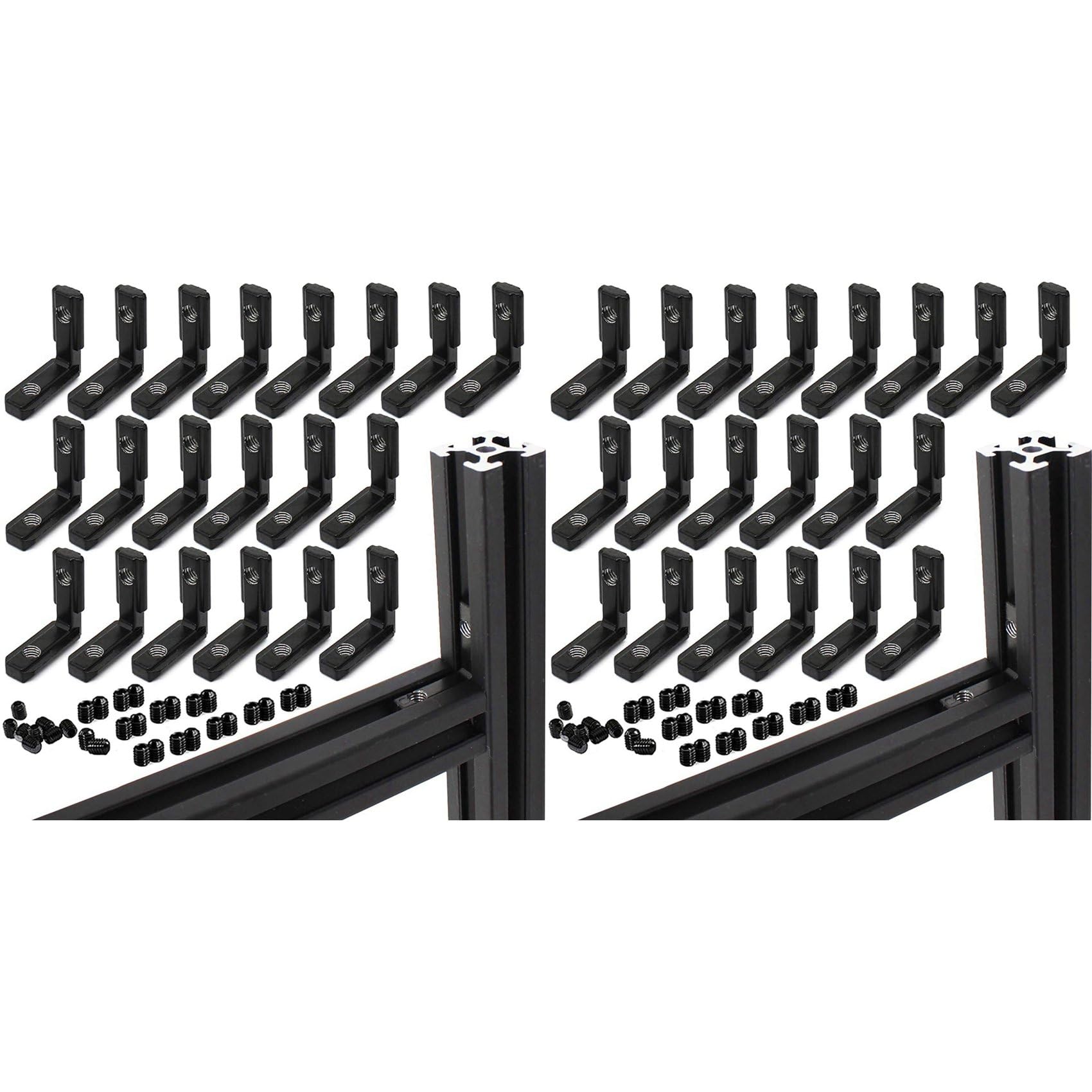 Jnchdghwa Black 40Pcs 20S L Shape Inner Corner Connector Joint Bracket With Screws For 2020 Aluminum Profile With Slot 6Mm