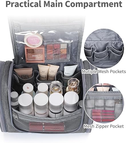 Miniatura 3 de Narwey Neceser de viaje colgante, organizador de maquillaje cosmético para mujeres y hombres, AC-gris