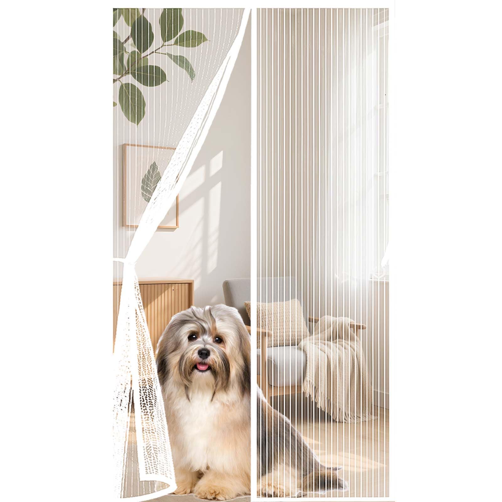 Feijdon White Fly Screens For Doors 130X195cm(Widthxhigh) Durable, Keeps Bugs Out, Kid And Pet Friendly Fly Screen Door Mesh Screen Curtain Hundreds Of Sizes, Lets Fresh Air In,
