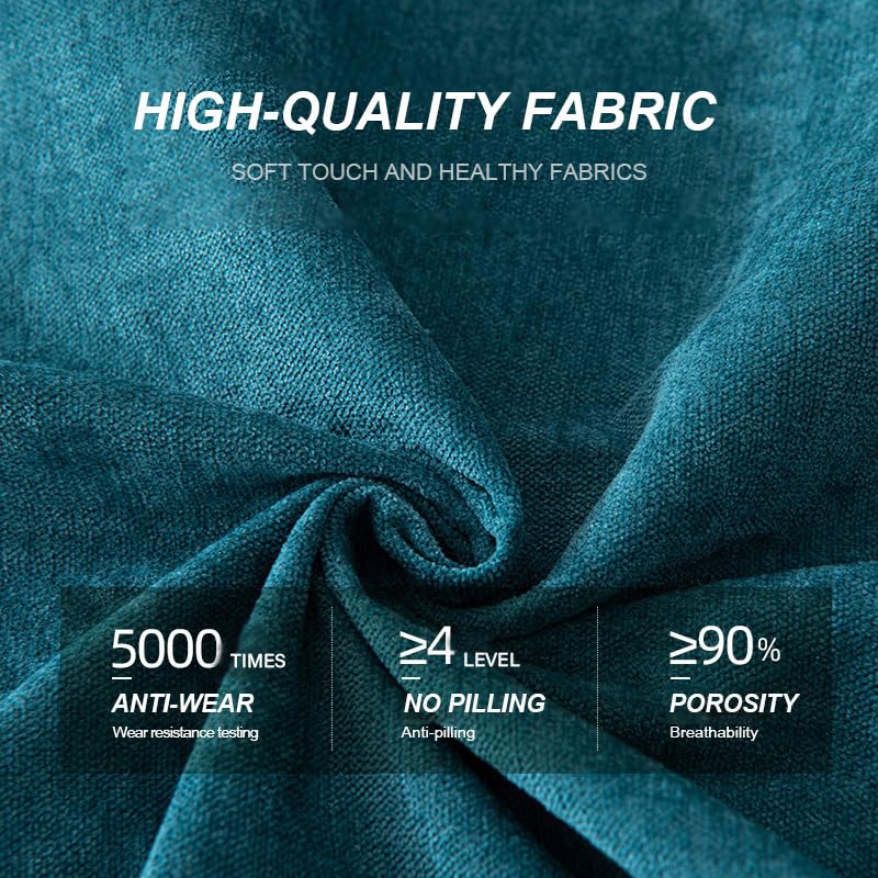 Funda de sofá seccional chenilla azul de 3 plazas de 90x180cm 4