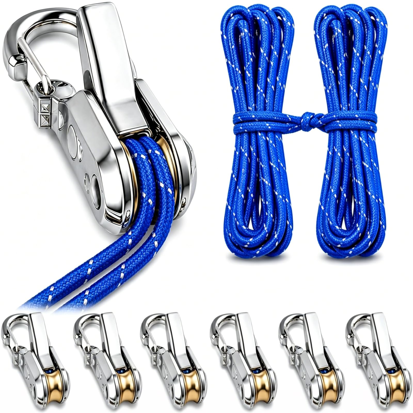 Upgrade Rope Rollers 6 Pack – Paracord Tensioner & Reflective Nylon Cord, Tightening Cinching Tool for Camping, Tarps, Guy Lines, Boating, Hiking & Outdoor Equipment