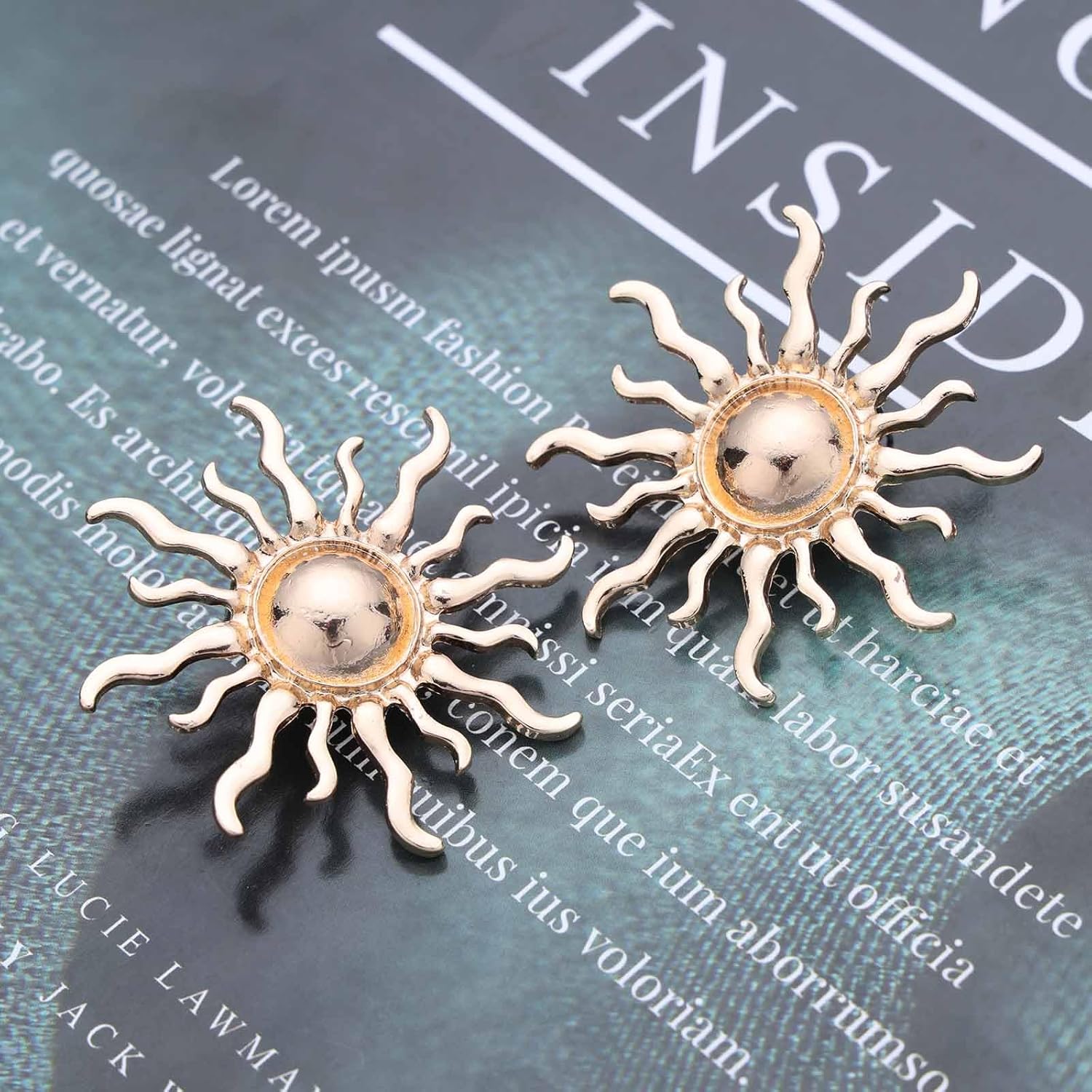 VacaonioBoho Big Sun Earrings Gold Sunshine Stud Earrings Metal Sun Stud Earrings Exaggerated Sunburst Earrings Jewelry for Women - Image 3