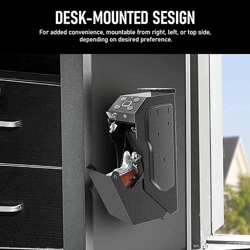 Miniatura 2 de Caja fuerte para pistola de huellas dactilares, caja de pistola para dormitorio con contraseña de seguridad y 2 llaves, joyería para el hogar,