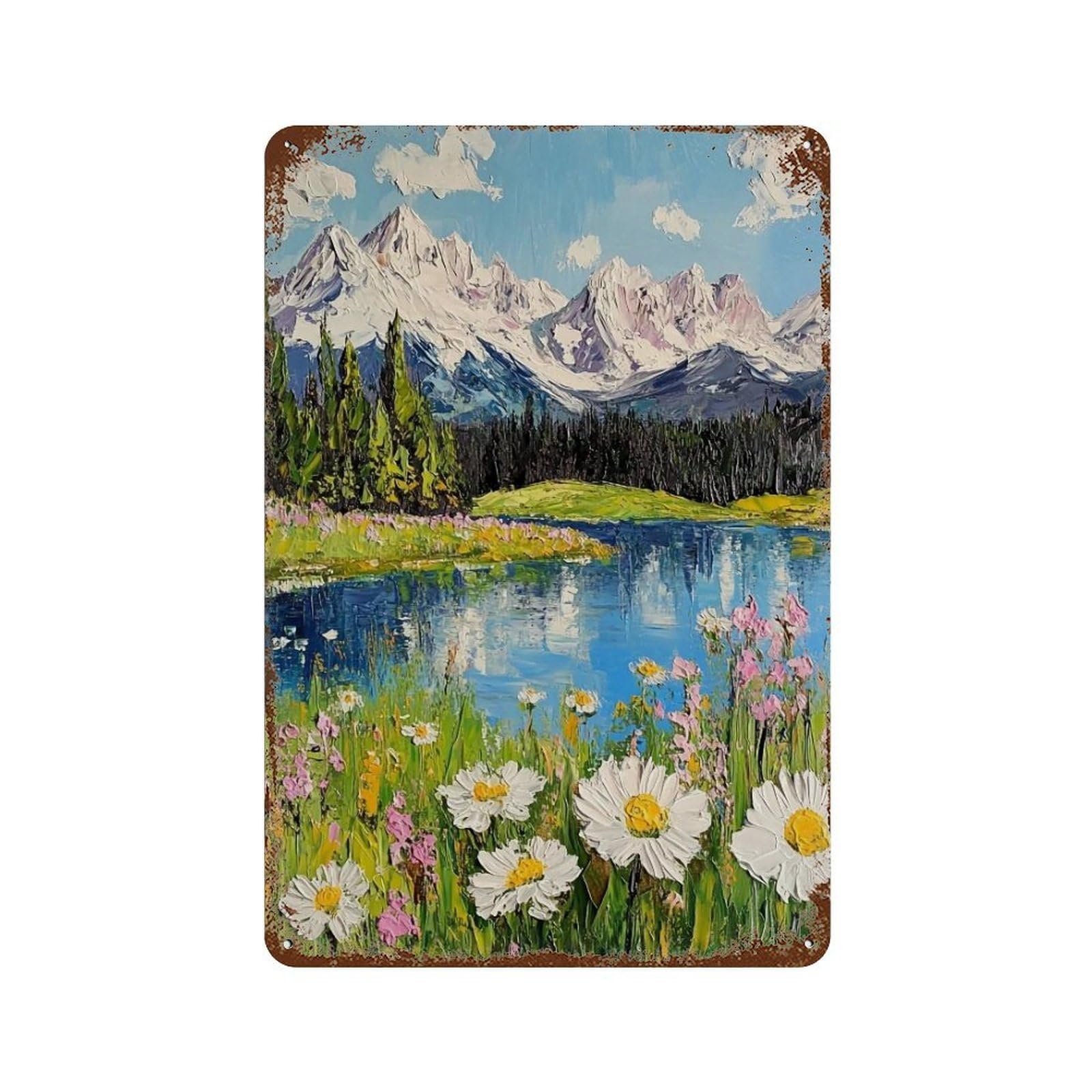 YHGERTKU Valley Bloom Serenity (4) Wall Art Retro Iron Vintage Metal Tin Sign Poster Modern Decor for Living Rooms Gift 30x20cm