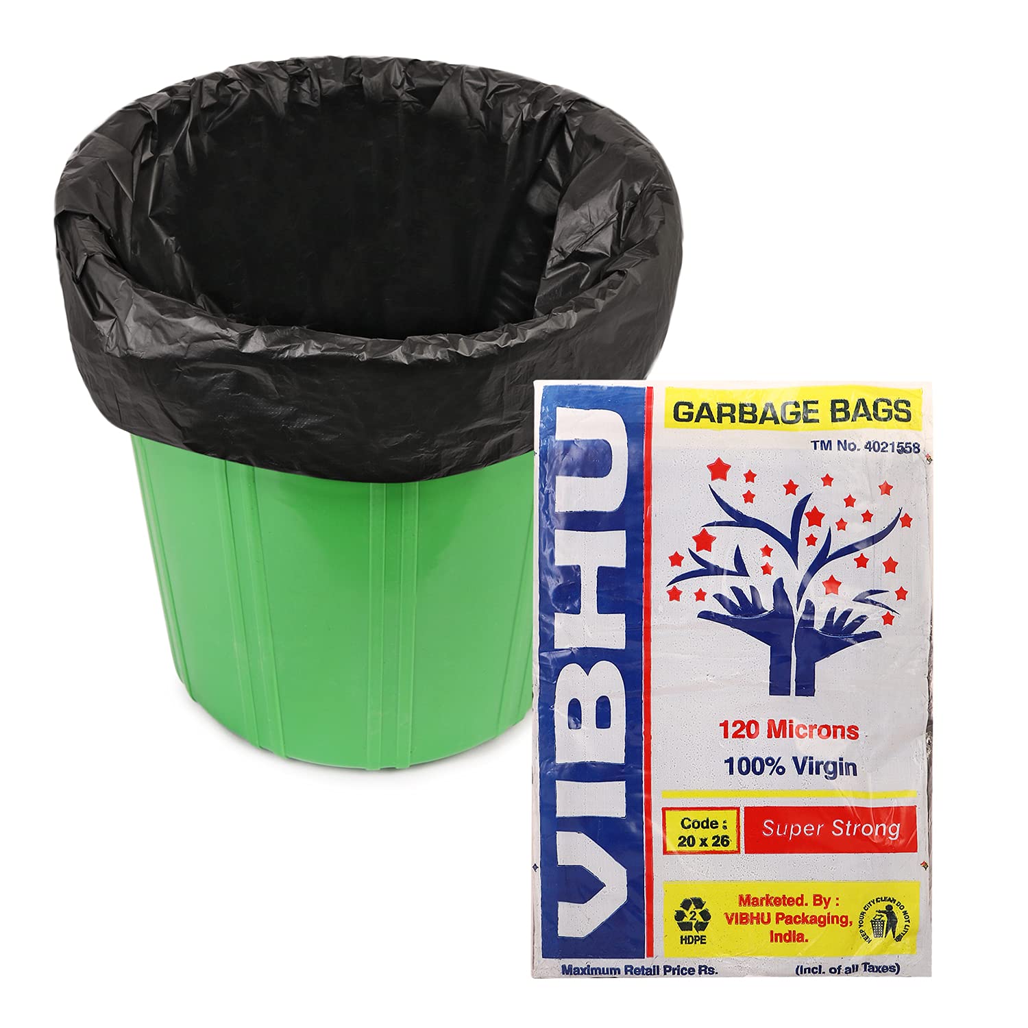 VIBHU Plastic Dustbin Bag (Black,) Pack of 50 (Medium)… Amazon.in