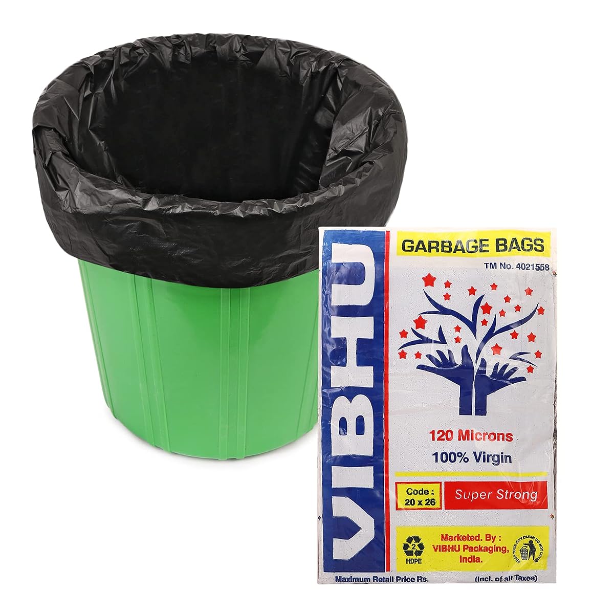 VIBHU Plastic Dustbin Bag (Black,)- Pack of 50 (Medium)…