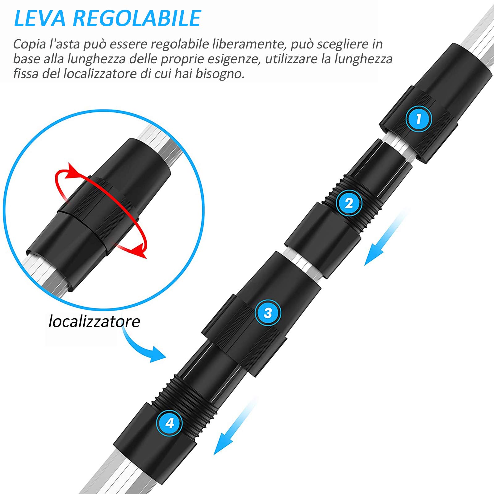 Rete Da Pesca Telescopica 130 Cm – Triangolare, Manico In Alluminio, Pieghevole E Gommata, Per Trote E Carpe