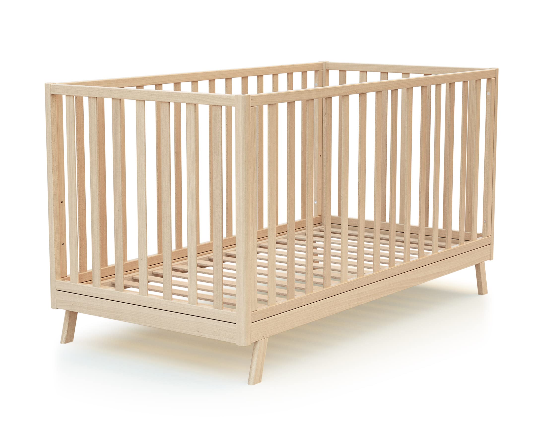 AT4 - Lit cabane bébé évolutif en bois CONFORT Hêtre Verni 70 x 140 cm|146 x 74,5 x 162,5 cm | Lit transformable junior | Sommier réglable 3 hauteurs | 100% hêtre massif