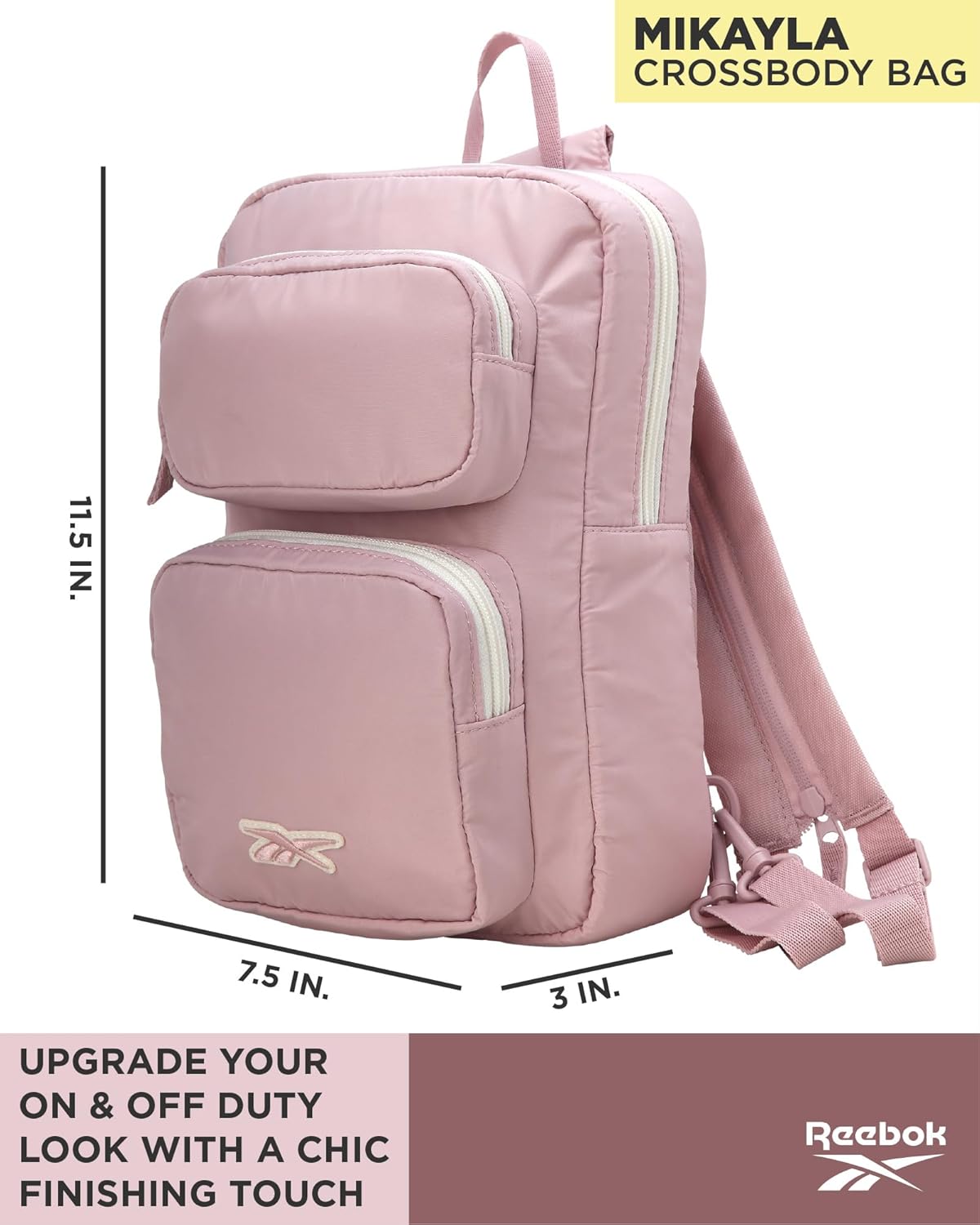 Reebok Unisex Crossbody Sling Bags – Compact Convertible Strap Cross Body Bag Travel Sling Bag - Gym & Travel Essential, Size One Size, Mikayla Ashen Lilac - Image 3