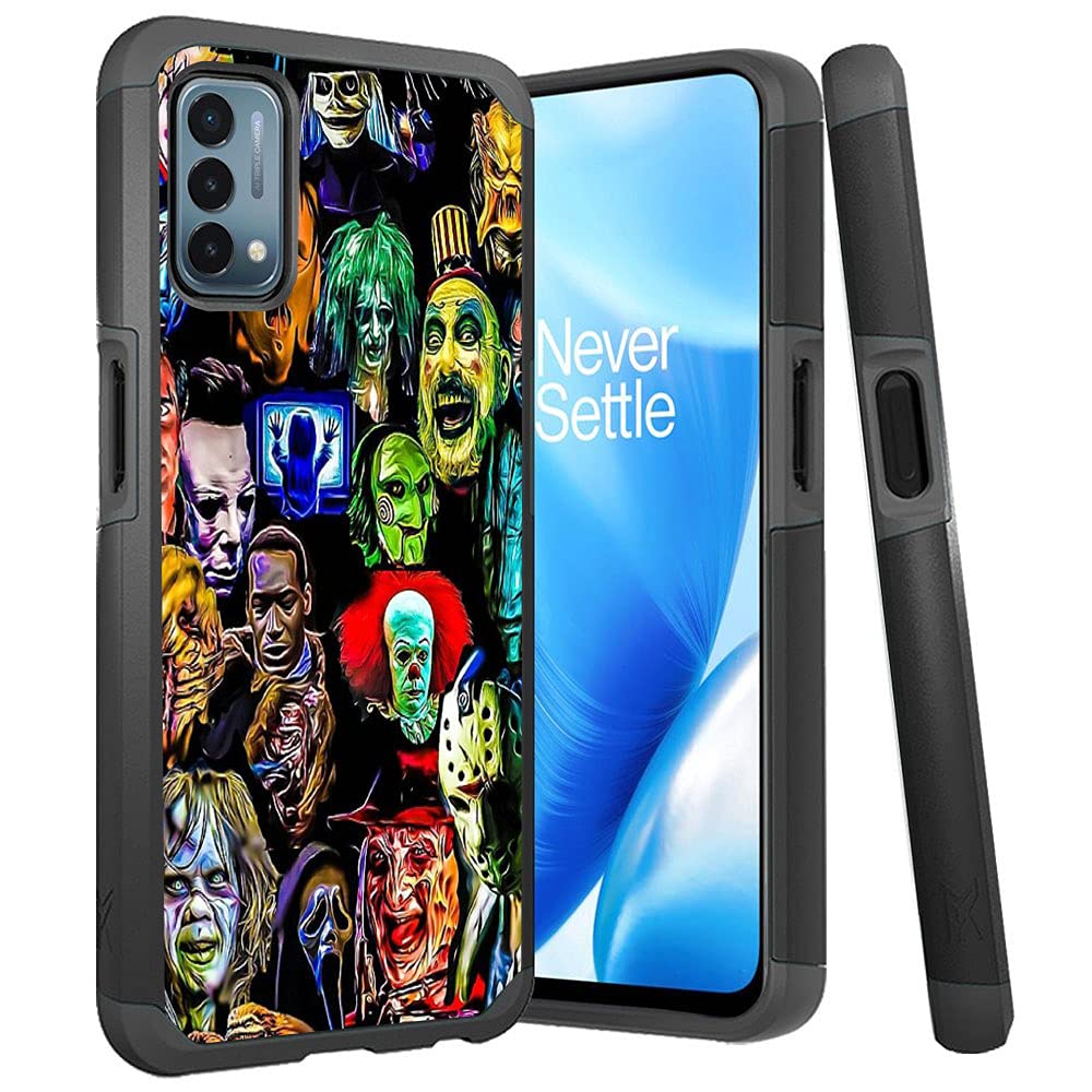 Labelle for OnePlus Nord N200 5G Case, Rugged Tough Impact Dual-Layer Hybrid Shockproof Protective Cover Case - Horror Movies