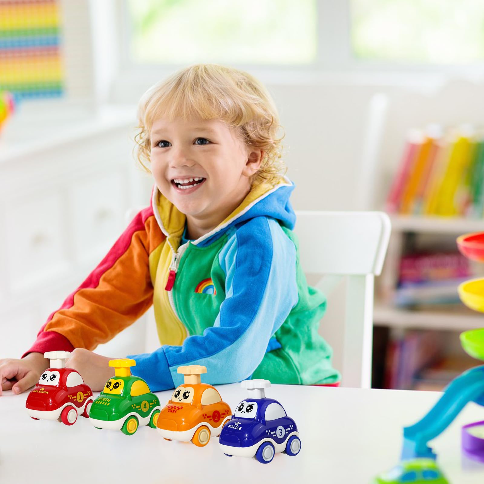 CHUNLINLAODA Lot de 4 voitures à monter pour bébé - Jouet Press and Go - Voiture de course - Cadeau pour enfants - Jouet éducatif pour garçons et filles CHUNLINLAODA Lot de 4 voitures à monter pour bébé - Jouet Press and Go - Voiture de course - Cadeau pour enfants - Jouet éducatif pour garçons et filles