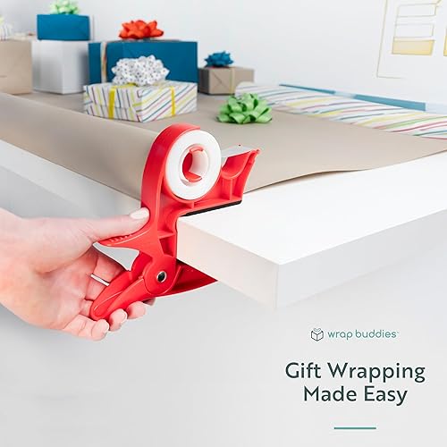 Miniatura 5 de Wrap Buddies Abrazaderas para papel de regalo, 2 abrazaderas de soporte de papel de regalo con dispensadores de cinta integrados, abrazaderas