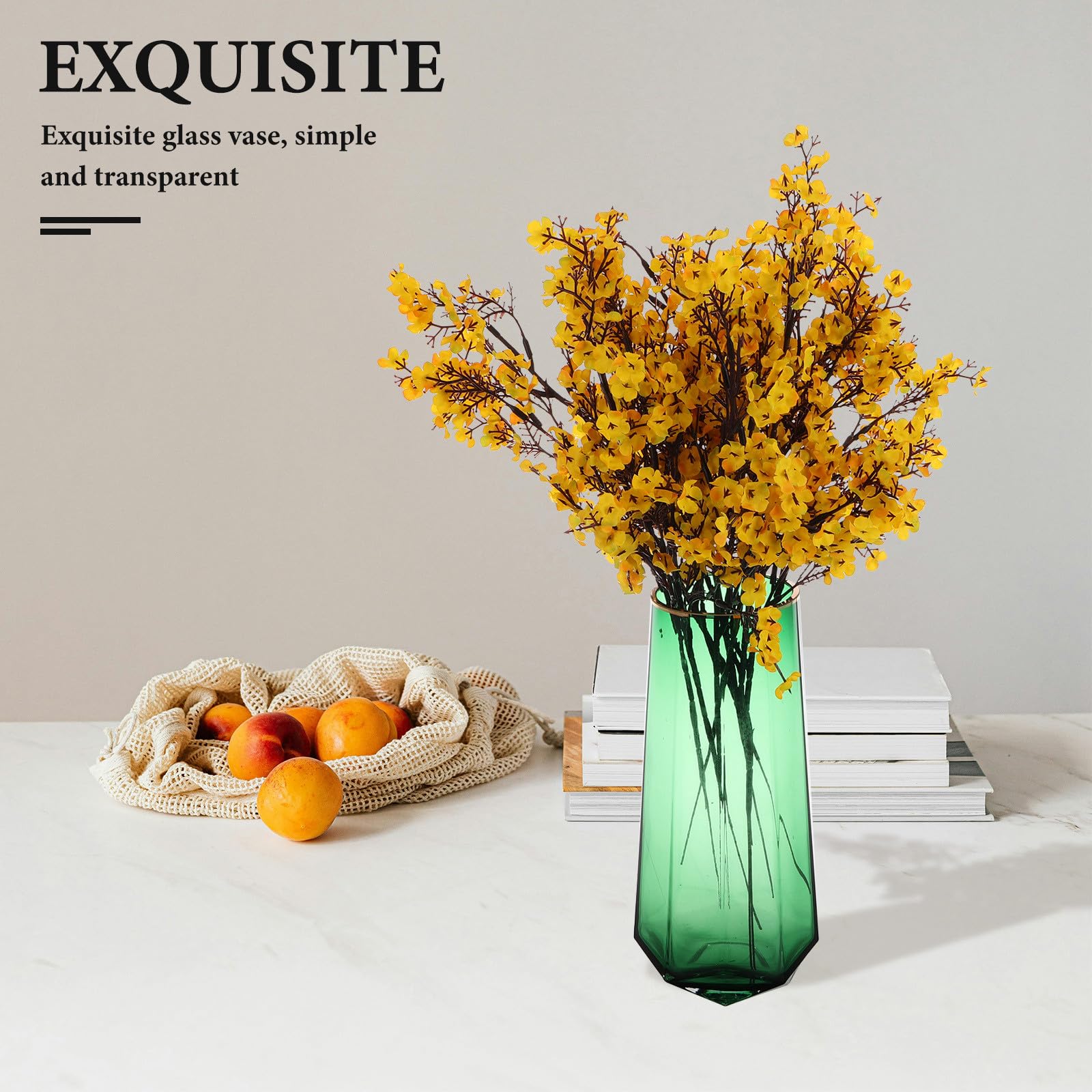 Alasum Kreative Grüne Glasvase als Pflanzgefäß und Tischdeko Blumenvase aus Glas für Hochzeitsfeier und Wohnraumgestaltung
