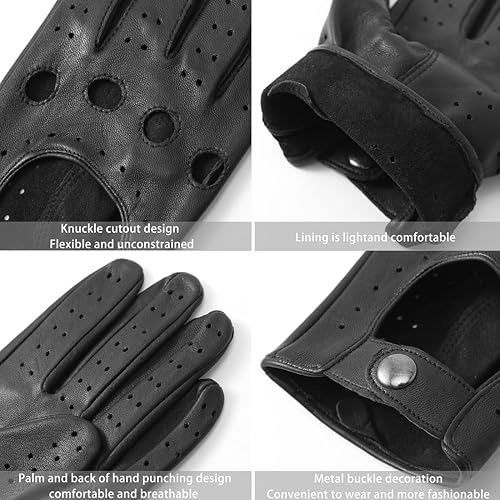 Miniatura 2 de Guantes de cuero de piel de cordero para conducir de Harssidanzar para hombres GM026