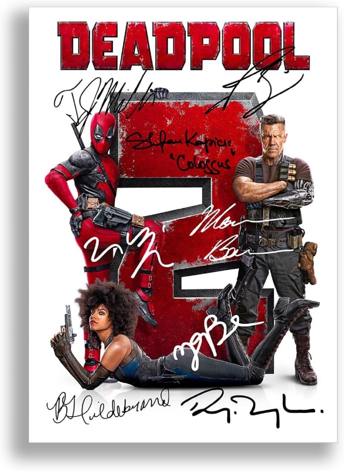 Mounted Gifts Trading A4 Poster Only, Deadpool 2 Deadpool & Wolverine Cast Signed Autograph Poster Photo Print Framed Memorabilia Gift Movie Film 2024 Ryan Reynolds Hugh Jackman (A4 Poster Only, Deadpool 2)