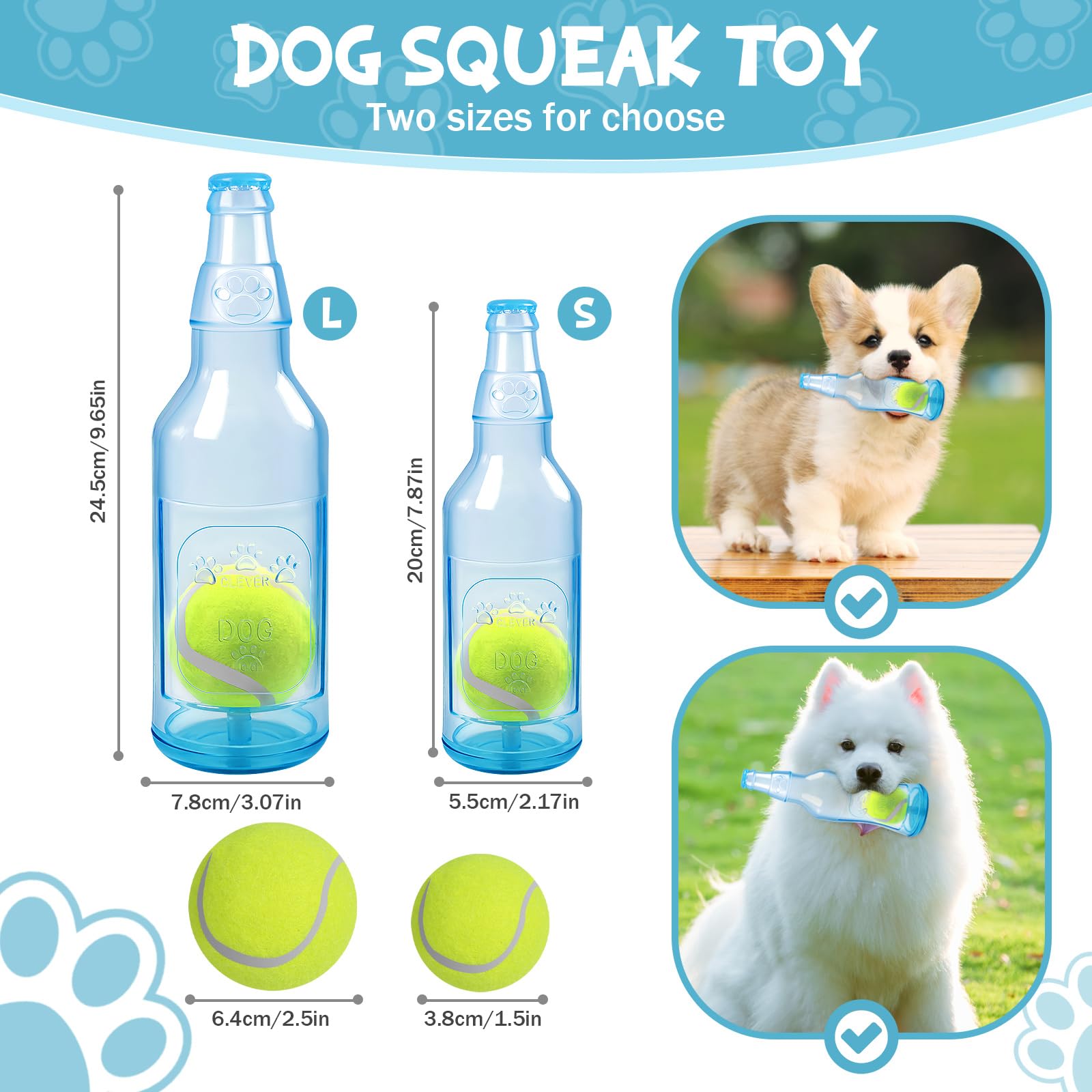 Shepinsky Squeaky Chew Dog Toys, Indestructible Dogs Toy with Tennis Ball, Durable Puppy Boredom Toys for Playtime &Training - Image 2