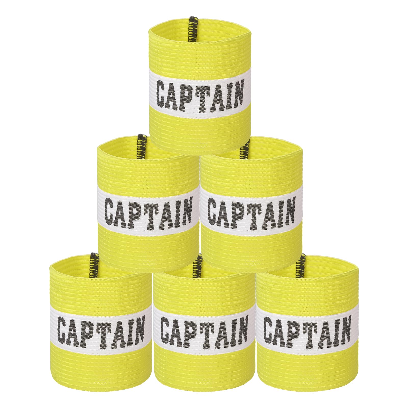 YELARXI Captain Armbands, Soccer Captain Armband Elastic Adjustable Leader Band Team Sport Bands, 6Pcs & Yellow White & 25cm - Fit for (Adult Youth Football/Basketball/Rugby Training)