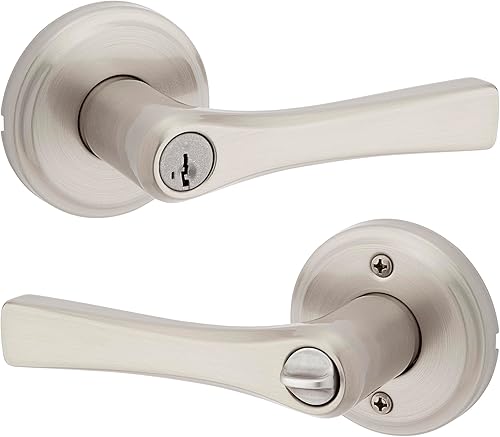 Miniatura 8 de Kwikset Katella - Manija de puerta de paso interior, palanca para puertas de armario y pasillo, manija reversible sin bloqueo, color negro mate, con