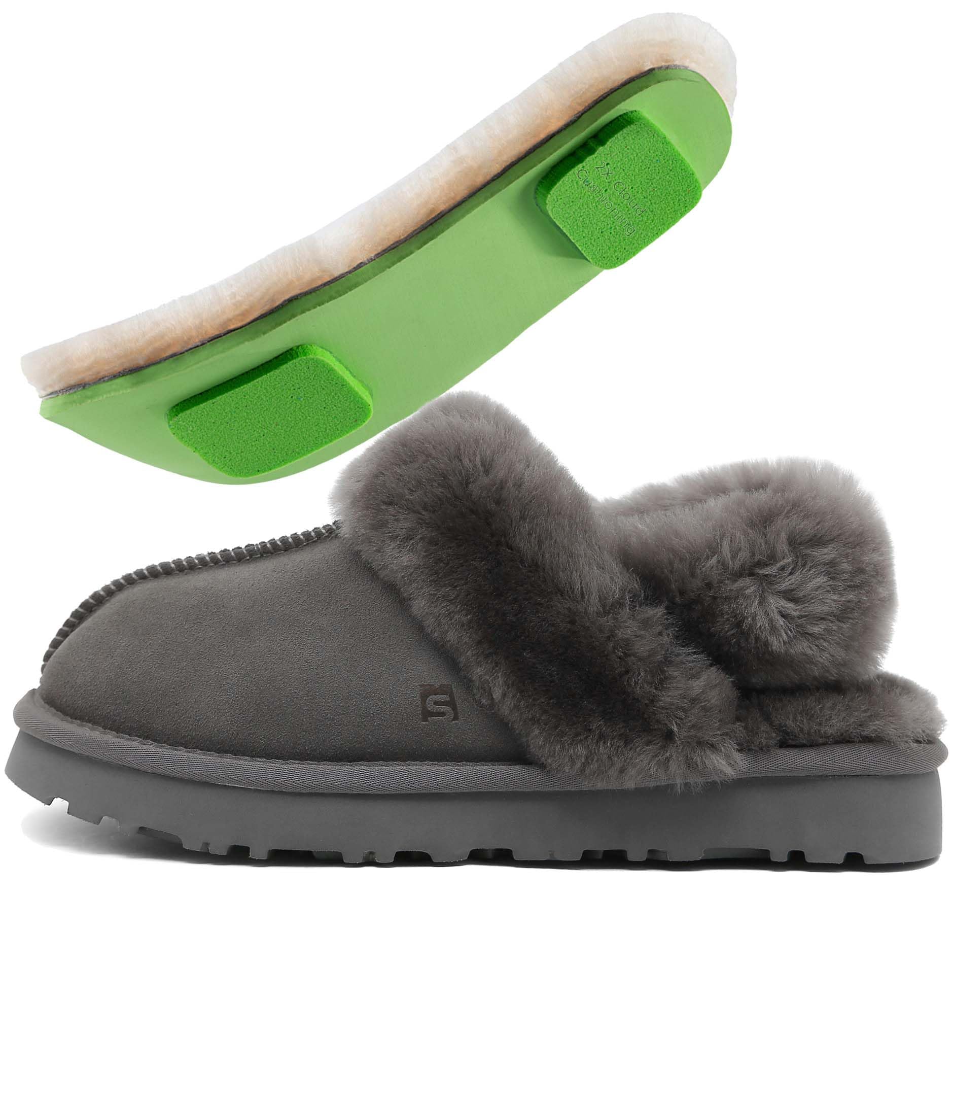 MelSyd Fuzzy House Slippers for Women 100 Australian Sheepskin - Secure Fit Footwear with Heel Straps - Comfortable