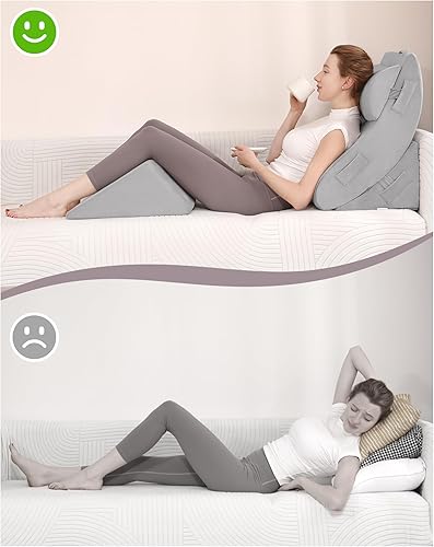 Miniatura 2 de Lossey Juego de 4 almohadas ortopédicas de cuña para dormir, almohadas de cuña ajustables para después de la cirugía, almohadas de cuña de espuma